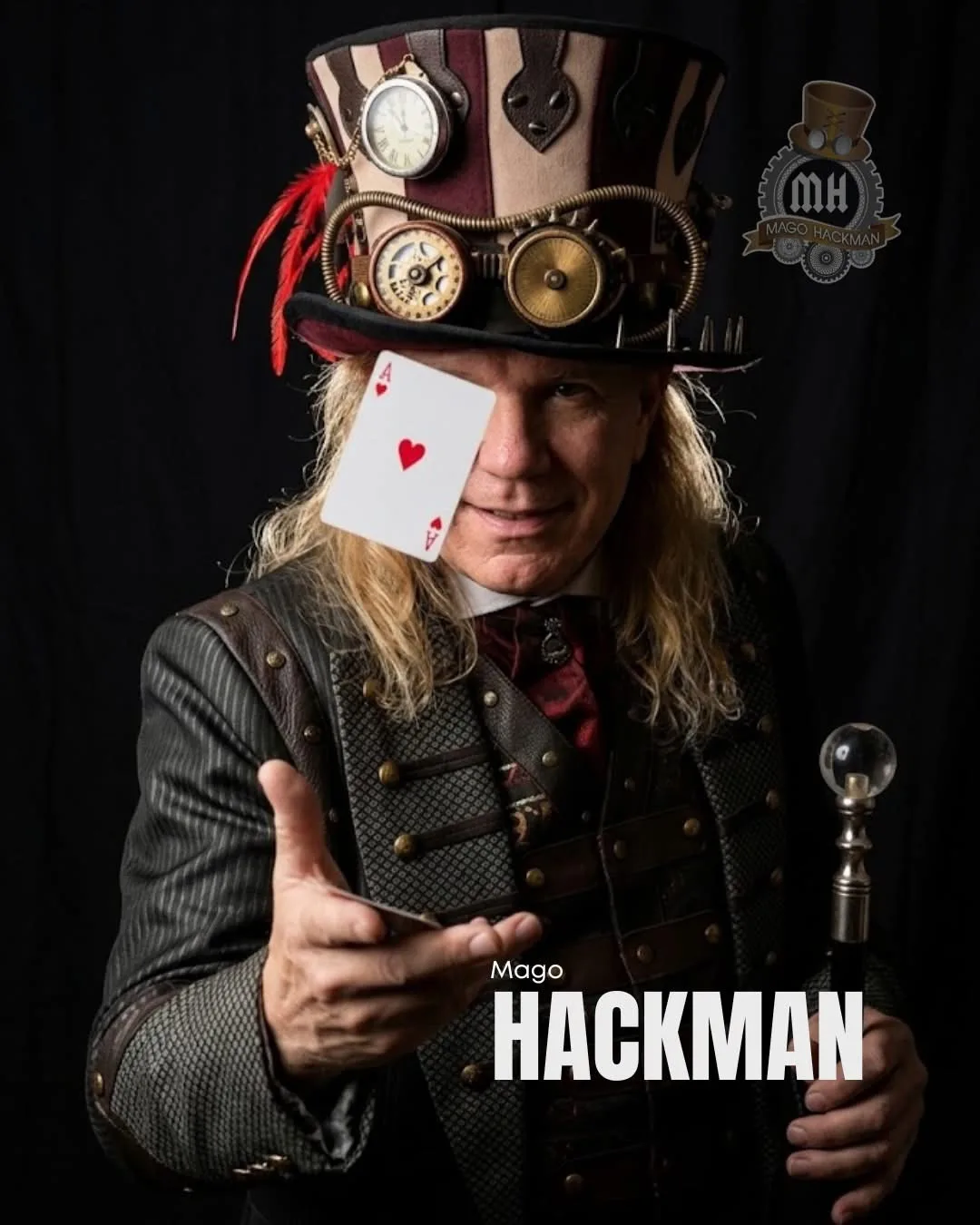 Retrato de Mago Hackman con una carta
